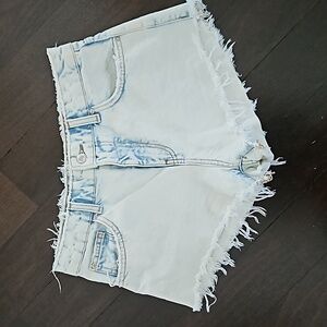 WOMEN'S ZARA LIGHT BLUE DENIM JEAN FRAYED SHORTS SZ 4 $50